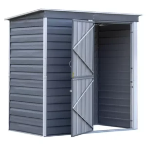 Greenblademowers 6x4 Metal Outdoor Storage Shed Kit – Galvanized Steel Garden Tool Organizer with Lockable Doors