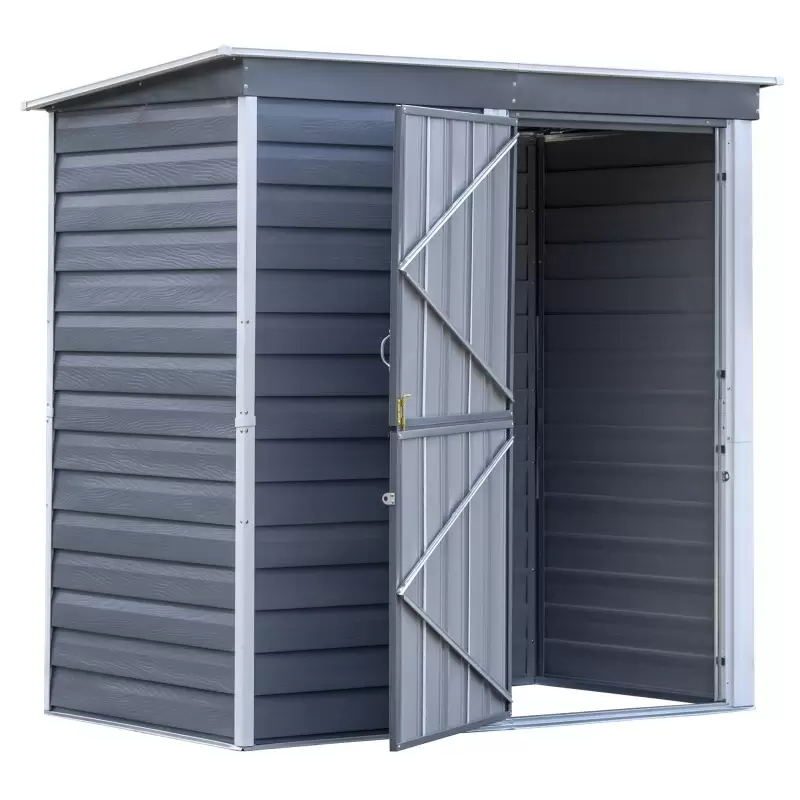 Greenblademowers 6x4 Metal Outdoor Storage Shed Kit – Galvanized Steel Garden Tool Organizer with Lockable Doors